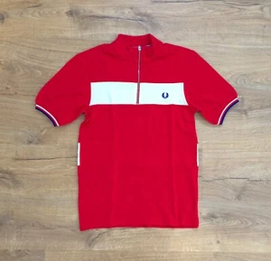RARA POLO FRED PERRY x BRADLEY WIGGINS CICLISMO 1/4 ZIP TAGLIE S/M/L DAL 2014 - Foto 1 di 10