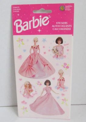 Vestido de noche rosa vintage 1998 Sandylion pegatinas Barbie nuevo en paquete (2 hojas) nuevo en stock Foto 1 de 2