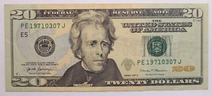 2017-A $20 Federal Reserve Currency Note 1971 Birthday Serial Number - L314 - Picture 1 of 2