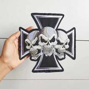 Patch Malteser 3 Schädel Kreuz Häcksler MC bestickt aufbügeln Jacke Weste Mantel zum Selbermachen - Bild 1 von 6