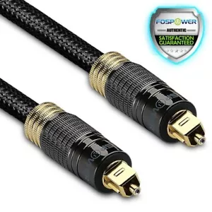 FosPower 25FT Braided Toslink Digital Optical Audio Cable For PS4 PS3 Xbox Wii U - Picture 1 of 9