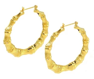 14k Gold-gefüllte Bambus Creolen 2, 1,8, 1,5, 1 Zoll Made in USA - Bild 1 von 3