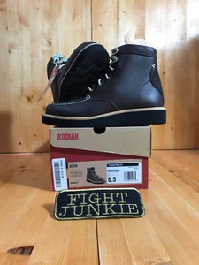 NEW! KODIAK SCOTIA MOCC VAMP Women Size 6.5 & 6 Leather Wedge Boots Dark Brown - Picture 1 of 36