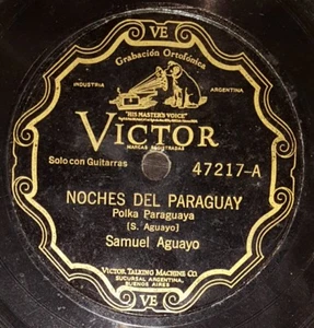 PARAGUAY 78 rpm RECORD Victor SAMUEL AGUAYO Guitars NOCHES DE PARAGUAY Ethnic - Foto 1 di 2