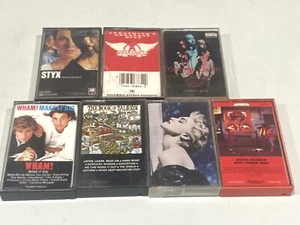 Cassette Tapes Lot 7 Aerosmith Madonna Styx George Carlin Wham! Deep Purple 80s - Picture 1 of 9
