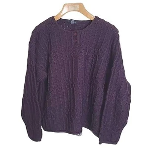 Vintage Limited Womens Cable Knit Sweater Wool Blend Long Sleeve Purple Size M - Picture 1 of 9