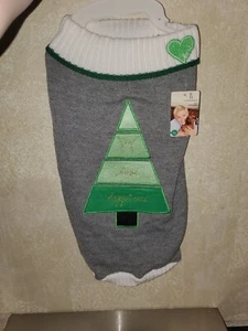 TWO ELLEN DEGENERES Gray, Cream & Green DOG SWEATERS w/Tree X-LARGE - Picture 1 of 7