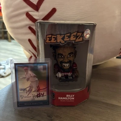 Estatuilla Billy Hamilton Cincinnati Reds Eekeez/tarjeta cromada Bowman AUTOGRAFIADA Foto 1 de 4