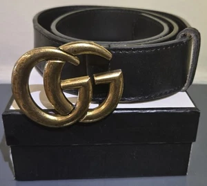GUCCI BLACK LEATHER MARMONT GG 4CM Belt 95cm - Picture 1 of 6