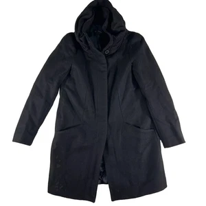 Cappotto Zara Basic XS misto lana scrunched collo imbuto nero monopetto pesante - Foto 1 di 11