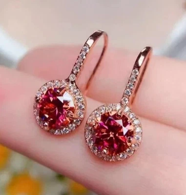 4.00 Ct Certified Pink Diamond Solitaire Earrings, Great Sparkle & Bling-VIDEO - Image 1 of 4