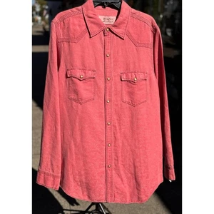 RYAN Michael Large Red Men's Western Cowboy Rancher Button Up Casual Shirt - Picture 1 of 7