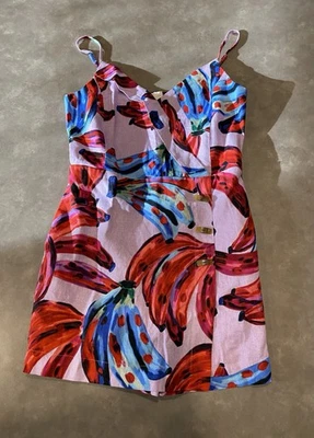 House Of Harlow 1960 Linen Floral Red Romper Women’s Size Small - Image 1 of 4