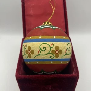 Vintage handbemalter Pappmaché Weihnachtsschmuck Mexiko? Schutzbox - Bild 1 von 7