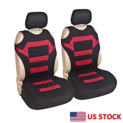 2-Piece Black/Red Seat Covers T-Shirt Style Design for Cars/SUVs Foto 1 de 4