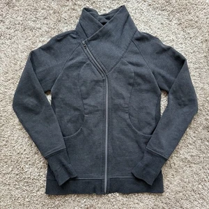 Giacca felpa subacquea LuluLemon full zip asimmetrica grigio scuro donna taglia 8 - Foto 1 di 10
