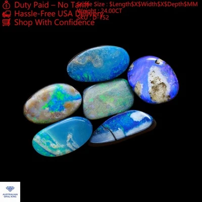 Lab-Created Mix Doublet Opal Cabochon 6 Pcs Lot 24.00 Cts 9X11X4 mm TO 8X13X4 mm - Image 1 of 4