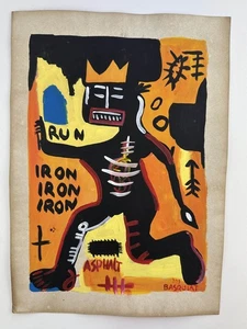 Jean-Michel Basquiat COA Art Painting Original Drawing Vintage Paper Signed - Picture 1 of 3