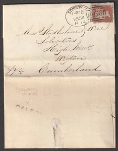 GB LIVERPOOL Spoon Cancel DALE ST Straight Line QV 1d Stars Blued Paper 1854 - Picture 1 of 1