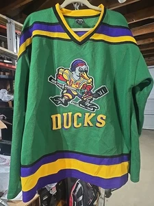 Camiseta deportiva de hockey de colección Mighty Ducks D-5 Adam Banks # 99 para hombre XL USADA EN EXCELENTE ESTADO cosida - Imagen 1 de 22
