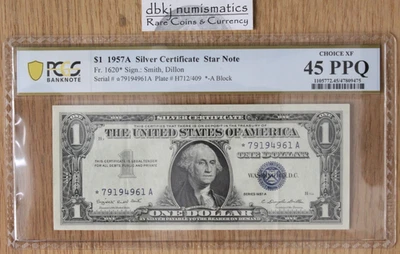 1957 A - $1 - Silver Certificate - Fr 1620* Star - Choice XF 45 PPQ - Image 1 of 2