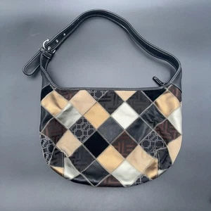 TIGNANELLO Shoulder Bag Leather Suede Patchwork Purse Crescent Hobo BohoCore - Picture 1 of 17