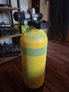 10l Tauchflasche 200 bar - Griff,Netz,Fuß,Stopfen mit Druckentlastung,Doppelvent - Bild 1 von 2