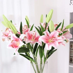 Plastica Seta Lilium Brownii Fiore 87cm Fiori Finti Decorazione Casa Ufficio - Foto 1 di 14