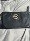 Michael Kors Real Leather Ladies Black Clutch Bag With Wriststrap