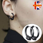 16mm Black Women Men Titanium Steel Huggie Hoop Sleeper Earrings With Rings