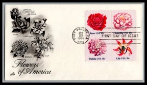 US FDC # 1876-1879 18c Flowers of America ArtCraft block S.Cancel 1981, 0a668 - Picture 1 of 1
