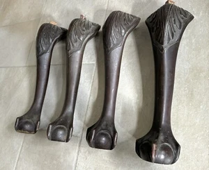 Antique Table Cabinet Legs x 4 Eagle Ball & Claw Feet Carved Wooden Chair - Picture 1 of 17
