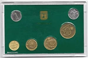 1988 (5748) ISRAEL - OFFICIAL MINT BU SET (6) w/ MAIMONIDES SHEQEL - GREEN CASE - Bild 1 von 5