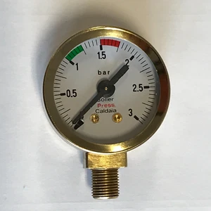 Elektra Microcasa Gold / Brass Boiler Pressure Gauge - Made In Italy (00398035) - Picture 1 of 9