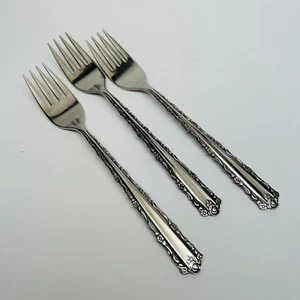 ONEIDA DELUXE "CHERIE" 3 SALATGABELN 6-3/4" - EDELSTAHL - ROLLEN & BLUMEN - Bild 1 von 2