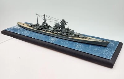 1:720 Scale Built Plastic Model Ship Diorama WWII German Heavy Cruiser Blucher - Image 1 of 4