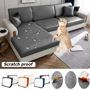 Waterproof PU Solid Color Corner Sofa Seat Covers Elastic Slipcover Protector - Picture 1 of 39