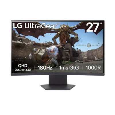 LG UltraGear 27GS60QC-B 27" Quad HD 180 Hz VA Curved Black Gaming Monitor - Image 1 of 4