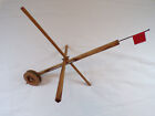VINTAGE BEAR CREEK BAIT ICE FISHING WOODEN TIP-UP JIG w/REEL COLLAPSIBLE RIG f22