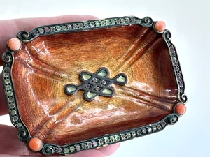 VTG Jay Strongwater TRINKET TRAY DISH "Ling" Mystic Knot Swarovski crystals 3.5" - Picture 1 of 18