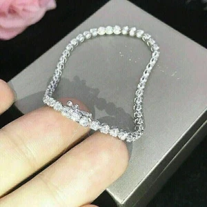 4 Karat runder Schnitt VVS1 Moissanit Damen Tennisarmband 14K weiß vergoldet versilbert - Bild 1 von 10