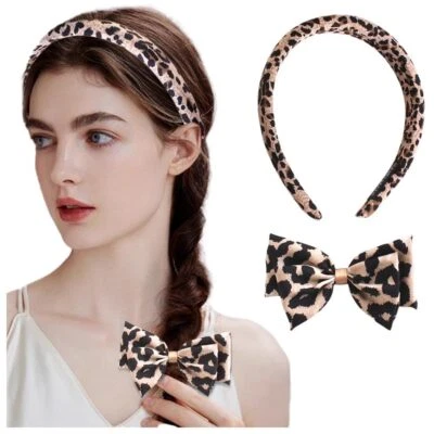2-Piece Leopard Print Bow Headbands Cute Knotted Headband for Women Thin Thic... - Image 1 of 4
