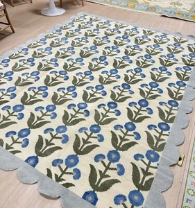 Handgeknüpfter Teppich 8x10 Creme Grau Rug Oversized Floral Rug for Living Costom Size Rug - Bild 1 von 5