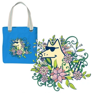 Teddy the Dog Canvas Tote Bag Stop and Smell the Flowers Spring Limited Edition - Picture 1 of 5