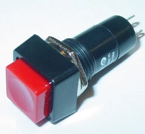 Drucktaster, Minitaster, rot, quadratisch, Miniaturtaster, Öffner, 250V/1A, S139 - Bild 1 von 2