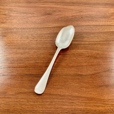 ENGLISH GEORGIAN HANOVERIAN RATTAILED STERLING SILVER SERVING SPOON c.1714-39 Cover