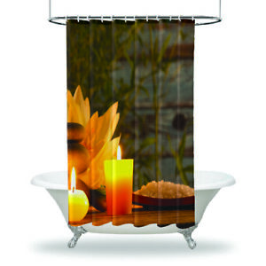Zen stones Bathroom Shower Curtain / Waterproof Fabric -Candles Flower Spa Decor