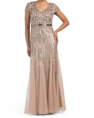 Vestido ADRIANNA PAPELL Manga Corta CUENTAS A MANO (talla 18) Foto 1 de 3