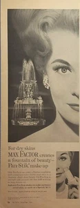 Max Factor Pan-Stik Maquillaje Fuente de Belleza Piel Seca Anuncio Impreso Vintage 1960 - Imagen 1 de 4