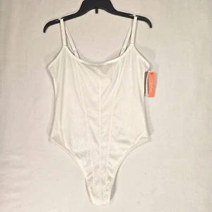 Colsie body a costine donna grandi cinghie regolabili bianco elasticizzato - Foto 1 di 14